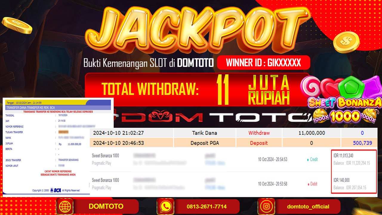 JACKPOT SLOT SWEET BONANZA 1000 10 OKTOBER 2024